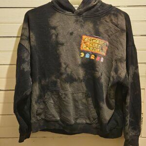 Assholes Live Forever Hoodie Mens XL Tie Dye Black Graphic Pac-Man Sweatshirt